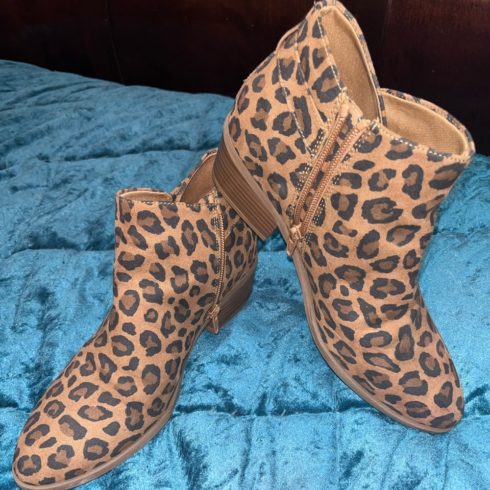 Leopard print booties